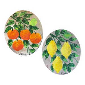 Mid 20th Century Original Still Life Art of Lemons and Oranges - A Pair