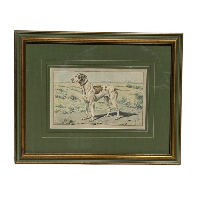 Beautifully Framed French Chromolithograph of Pointer Dog, Signed P. Mahler, Early 20th Century For Sale - Image 10 of 10