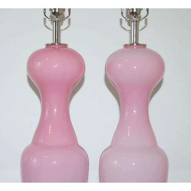 Metal Vintage Murano Glass Lamps Pink For Sale - Image 7 of 8
