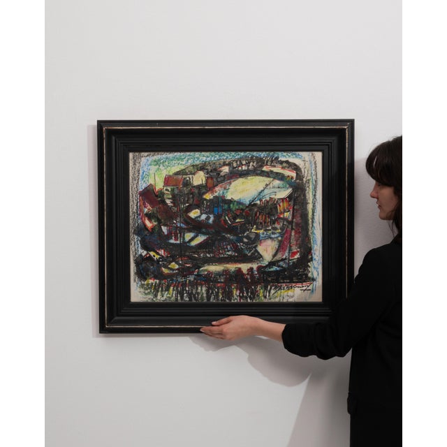 Mid 20th Century France Blue Wood Painting For Sale - Image 13 of 15