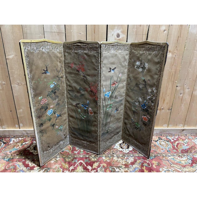 A touch of the Orient graces your home with this magnificent four-panel Japanese folding screen, likely dating from the...