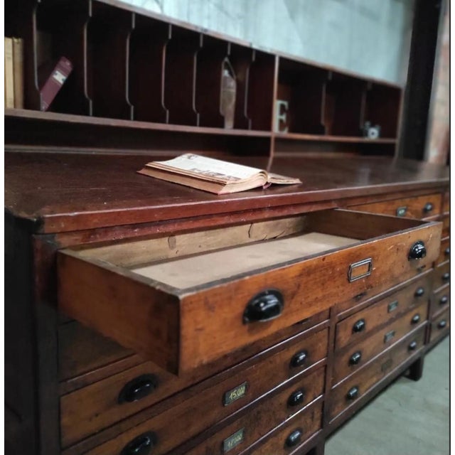 Brown Large Vintage Printers Cabinet For Sale - Image 8 of 11