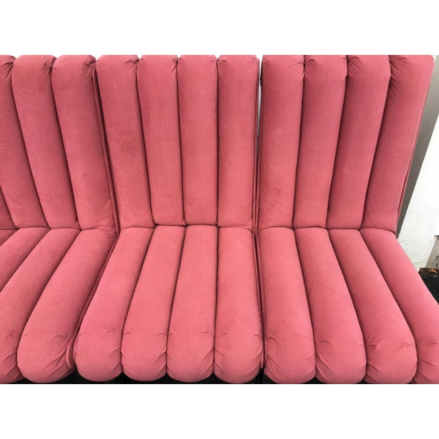 Metal Modern Chrome and Pink Channel Back Dining Chairs, Design Institute America 1980 For Sale - Image 7 of 11