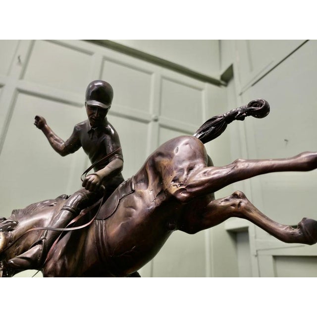 French Artist, Polo Player on Horse Back, 1930, Bronze For Sale - Image 3 of 8