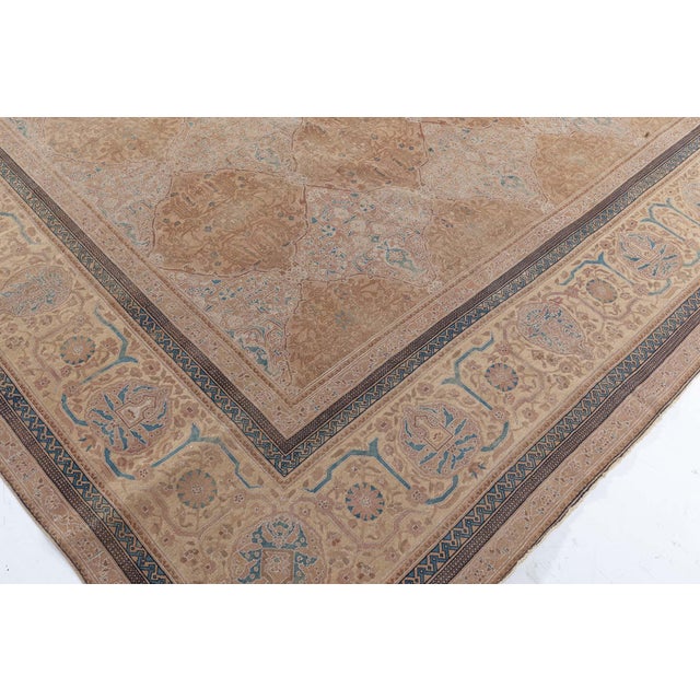 Mid-20th century Indian Botanic Handmade Wool Carpet For Sale - Image 4 of 11