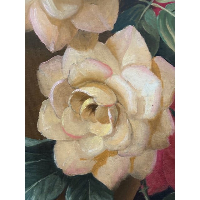 Traditional 1950s Mata, E. Garcia. Oil on Canvas of Still-Life of Flowers For Sale - Image 3 of 3