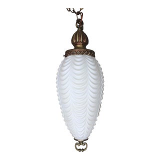 White Frosted Glass Swag Lamp For Sale