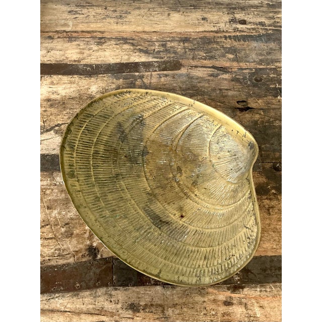 Vintage Brass Clamshell Bowl For Sale - Image 10 of 12