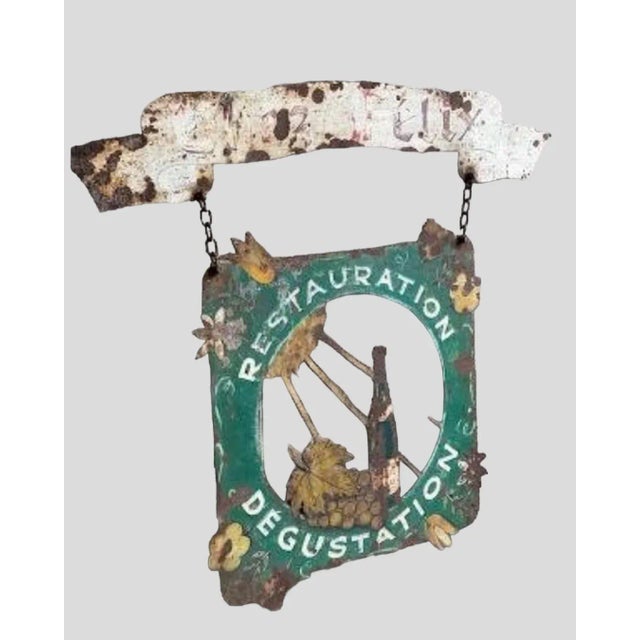 Metal 1930s French Iron Restaurant Sign, Vintage Bistro Café Advertising For Sale - Image 7 of 9
