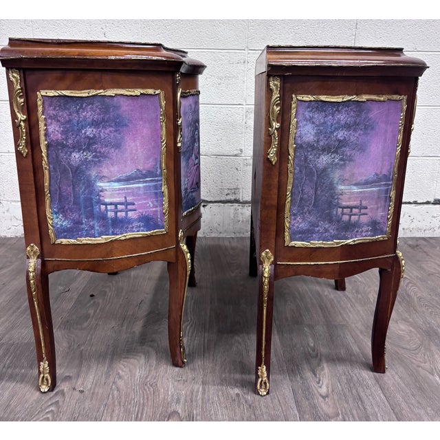 French Vintage French Louis XV Style Nightstands Bedside Cabinets - Pair For Sale - Image 3 of 18