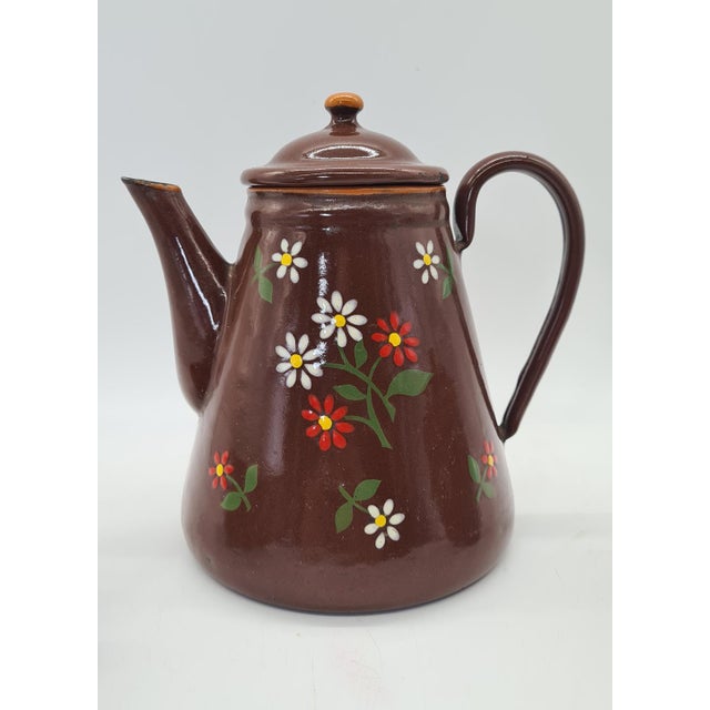 Rustic Vintage Teapot, Sugar Bowl, and Cups, 1960s, Set of 4 For Sale - Image 3 of 9