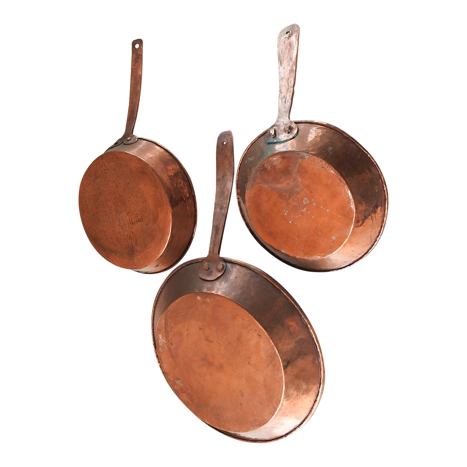 Hand Copper Cooking Pans Set of 3 Chairish