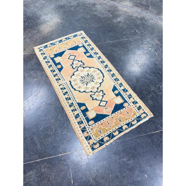 Turkish Mini Rug Oriental Hand Knotted Vintage Rug 1'9" x 3'6" #17465 For Sale In Houston - Image 6 of 8