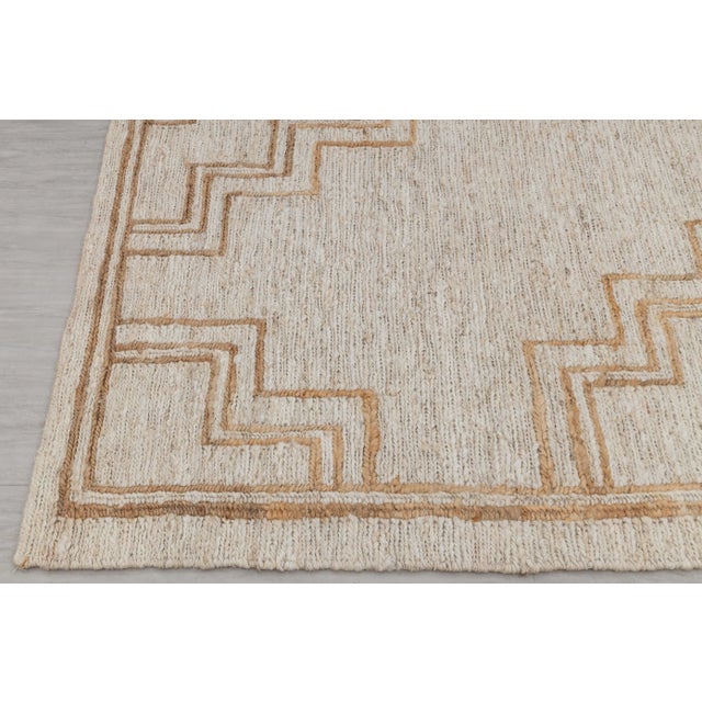 Textile 5x8Ft. Natural Jute Cream Taureg Inspired Soumek Jute Hand Woven Rug For Sale - Image 7 of 12