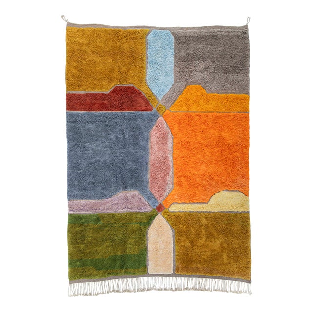 Abstract Hand-Knotted Wool Rug by Azele Studio For Sale