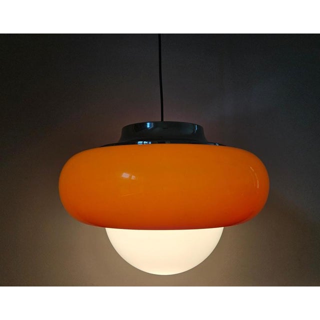 Orange Large Mid-Century Pendant by Guzzini for Meblo, 1970s For Sale - Image 8 of 15