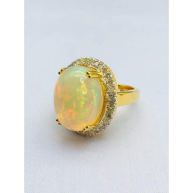 Bochic "Orient" Natural Diamond & Fire Opal Ring Set In 18K Gold & Silver For Sale - Image 11 of 12