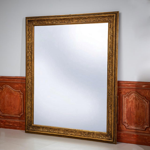 Hollywood Regency Large Gilt Régence-Style Wall Mirror, France, 1800s For Sale - Image 3 of 6