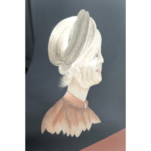 Mid-20th Century Silk Embroidered Portrait Elderly Woman, Vietnam, 1940s For Sale - Image 4 of 6
