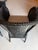 Set of 5 Lamberts Black Wicker Arm Chairs With Custom Perennials Seat Cushions For Sale In Boston - Image 6 of 14