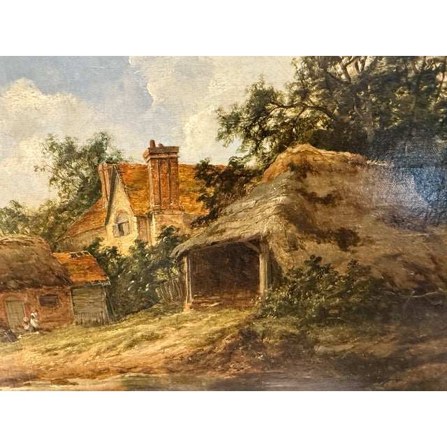 Wood Mid 19th Century John James Wilson 1818 - 1875 Farmhouse at Nutfield Surrey Oil Painting For Sale - Image 7 of 15