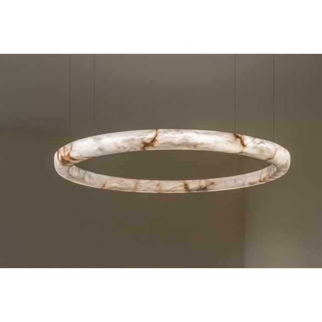 Black Halo with Pipe 100 Pendant Lamp by United Alabaster For Sale - Image 8 of 18