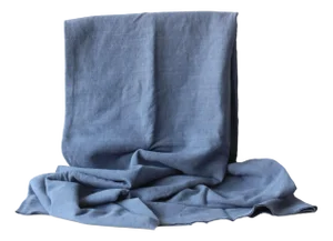 1920s French Blue Linen Tablecloth | 88" X 64"