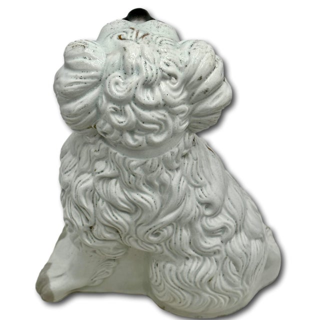 Rare & Unusual Large Antique English Staffordshire Pottery Dog With Blue Eyes - Irises Circa Mid 1800s For Sale - Image 15 of 18