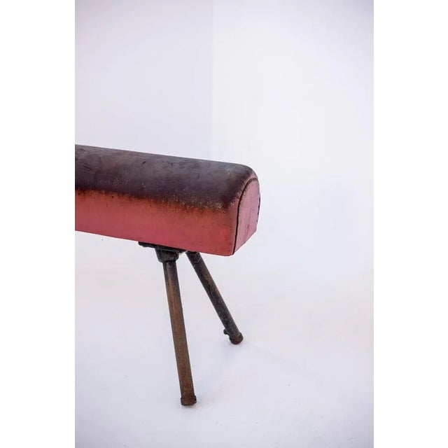 Italian Red Leather and Iron Gymnastic Horse For Sale - Image 13 of 15