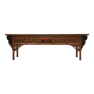 Hand Painted 5 Drawers Altar Console Table For Sale