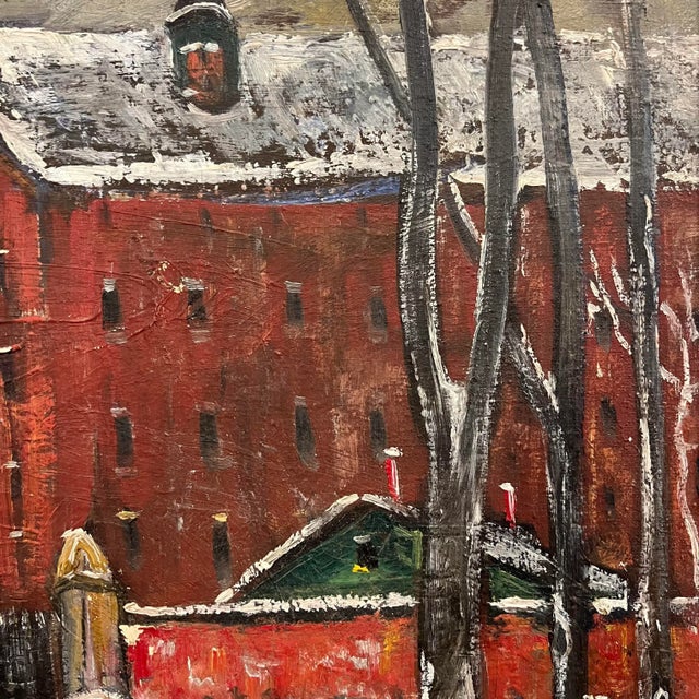 Cleveland Winter Cityscape Painting Signed Halt For Sale - Image 4 of 12