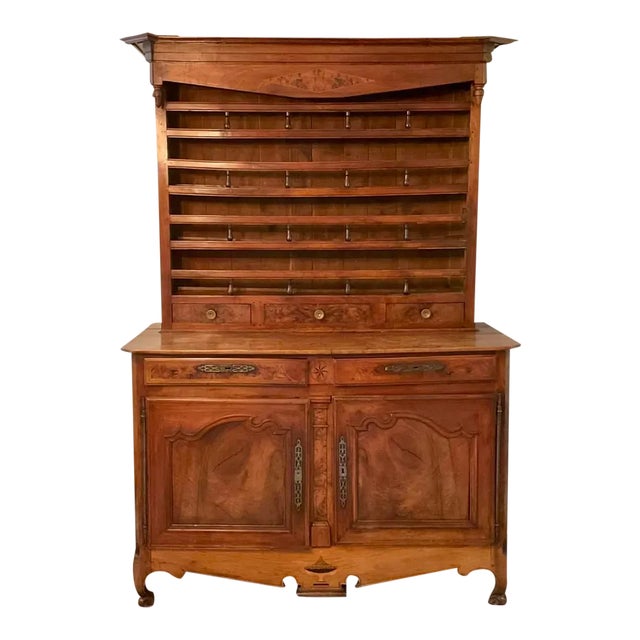 19th Century Antique Burl Walnut French Vaisselier Cupboard For Sale