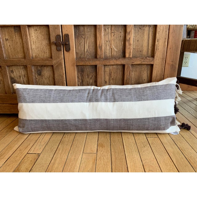 2020s Long Lumbar Decorative Pillow in Black & White Stripe For Sale - Image 5 of 5