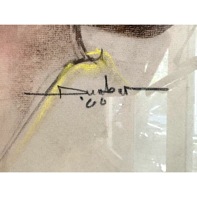 1960 Profile Lady Portrait in Wood Frame For Sale - Image 6 of 6