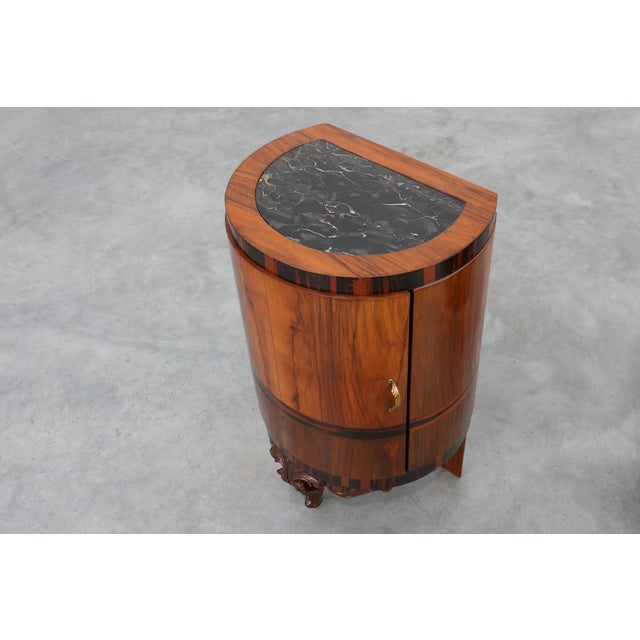 Art Deco Walnut and Marble Nightstands, Italy, 1920s, Set of 2 For Sale - Image 16 of 18