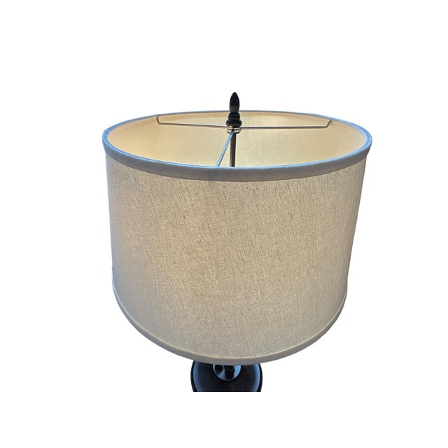Late 20th Century Three-Light Wrought Iron Bronze Candlestick Table Lamp For Sale In Greensboro - Image 6 of 7
