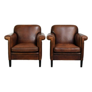 Art Deco Sheepskin Lounge Chairs, Set of 2 For Sale