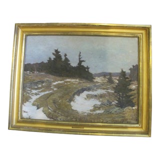 Alexander Bower Country Winter Road Forest Landscape Signed Original Painting For Sale