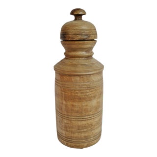 Vintage Rustic Teak Nepal Food Jar For Sale