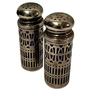 19th Century Victorian Silver Set of Salt and Pepper Shakers, England, 1850s, Set of 2