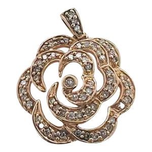 14k Gold and Diamond Flower Pendant