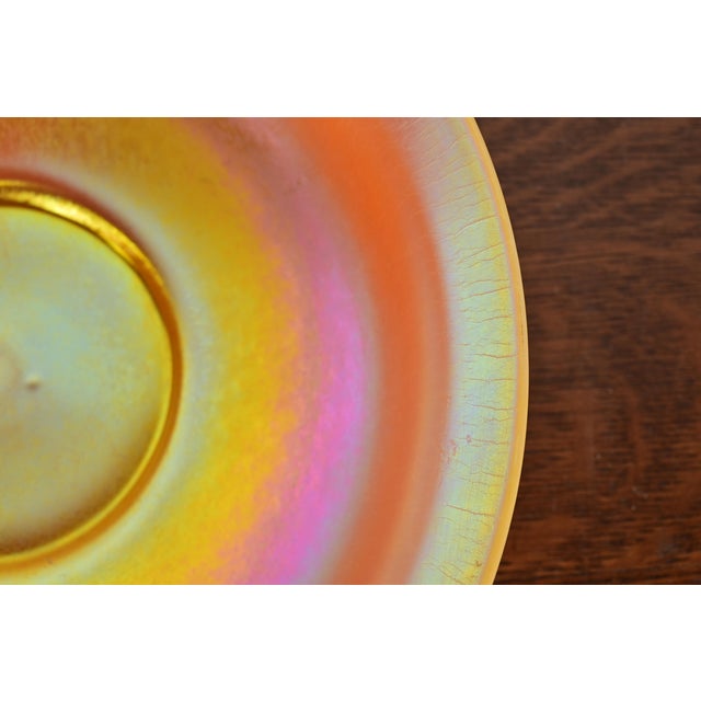 Steuben Gold Aurene on Calcite Large Iridescent Art Glass Fruit Bowl or Center Bowl For Sale In South Bend - Image 6 of 12
