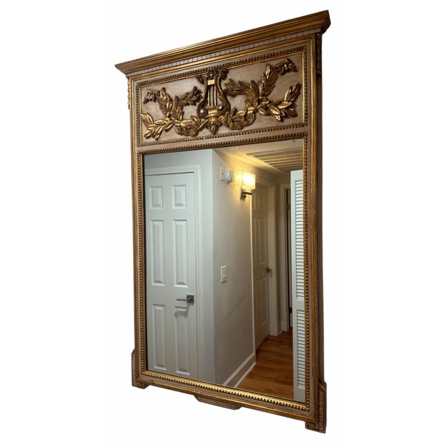 French Vintage Hollywood Regency Paint & Giltwood Mirror For Sale - Image 3 of 4