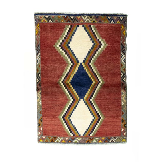 Hand-Knotted Gabbeh Rug with Geometric Medallion For Sale - Image 11 of 11