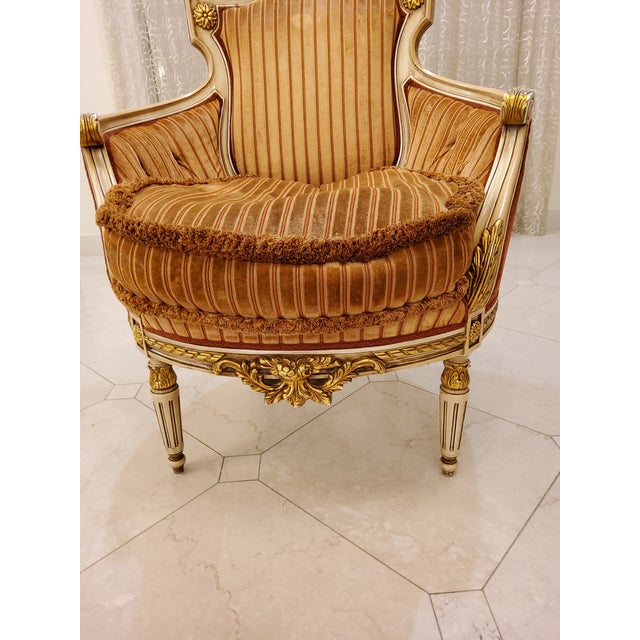 1990s 1990s Italian Settee Armchair and Ottoman Set For Sale - Image 5 of 13