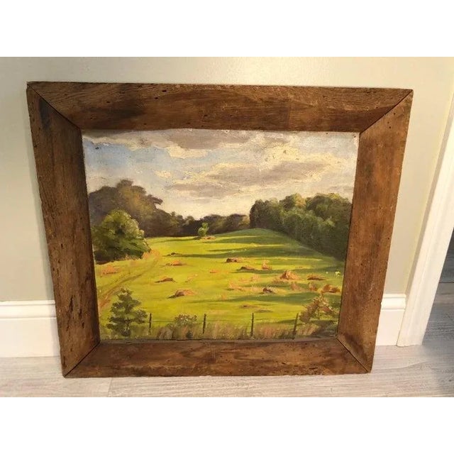 Bucolic Landscape in Primitive Barnwood Frame For Sale - Image 4 of 13
