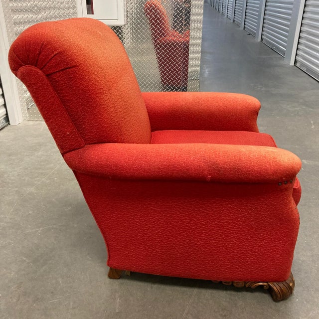 Wood Early 20th Century American Art Deco Club Chair With Hairy Lions Paw Feet for Reupholstery For Sale - Image 7 of 13