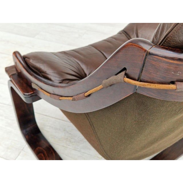 Brown Leather Lounge Chair by Ake Fribytter for Nelo Sweden, 1970s For Sale - Image 12 of 18