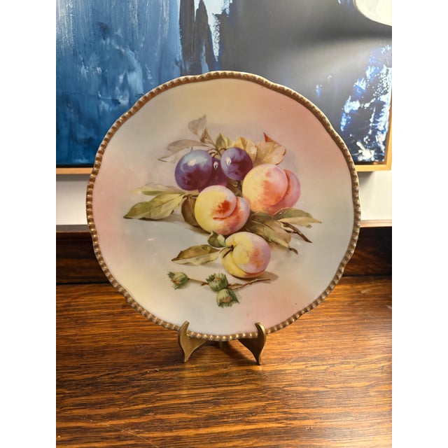 Royal Rudolstadt “Russia” Mark Hand-Painted Fruit Cabinet Plate, C. 1895–1905 For Sale In Atlanta - Image 6 of 7