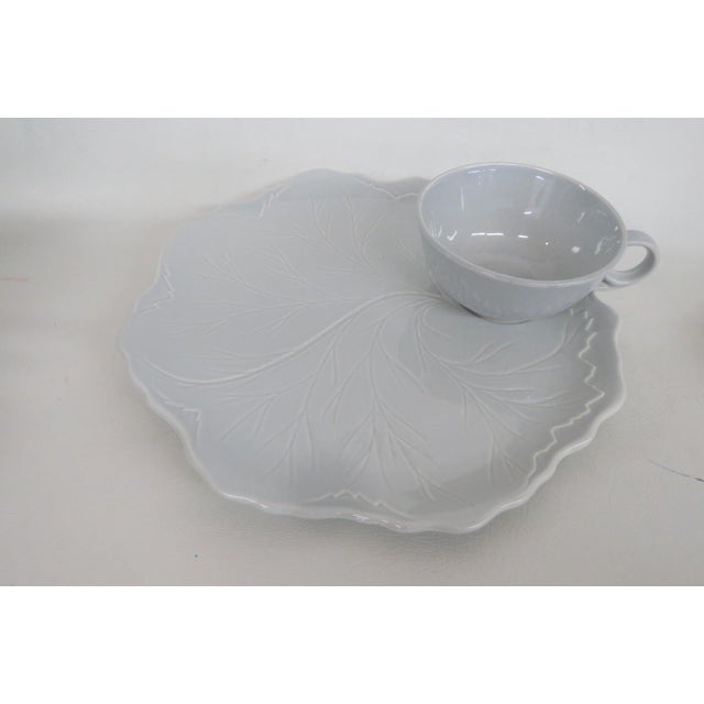 Mid 20th Century Taylor Smith Taylor Leaf Fantasy Ceramic Tea Cups and Plates - Set of 15 For Sale - Image 14 of 16